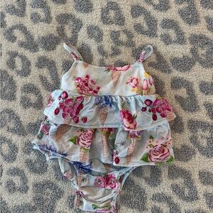 Posh Peanut Pink and Cream Baby Romper